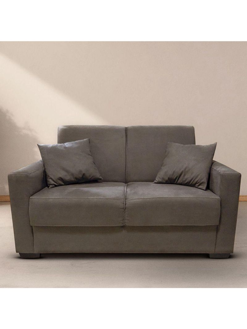 Sofá Estofado 2 Lugares Sala Estar Recepção Natália Suede Marrom