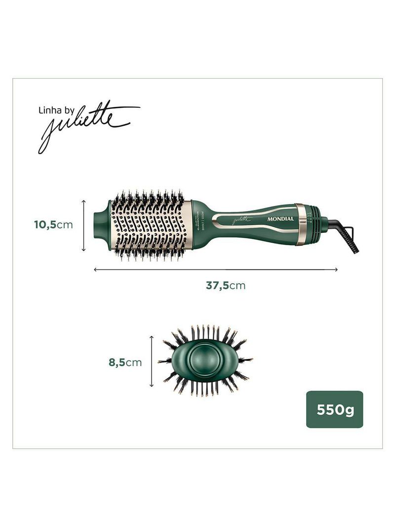 Escova Secadora By Juliette Mondial Verde Oliva 1200w Bivolt
