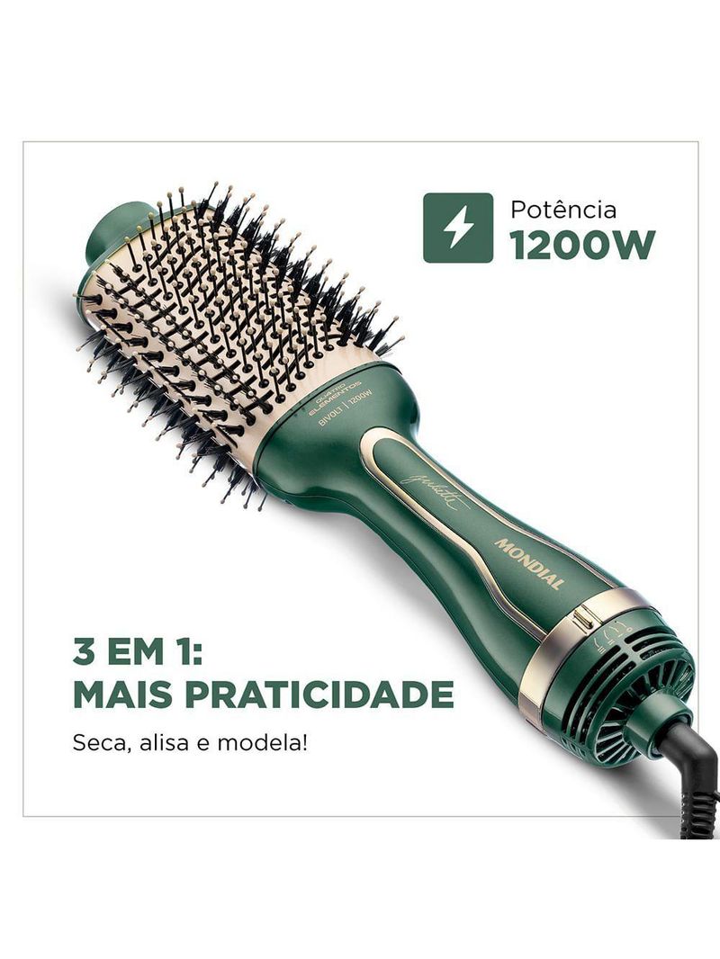 Escova Secadora By Juliette Mondial Verde Oliva 1200w Bivolt