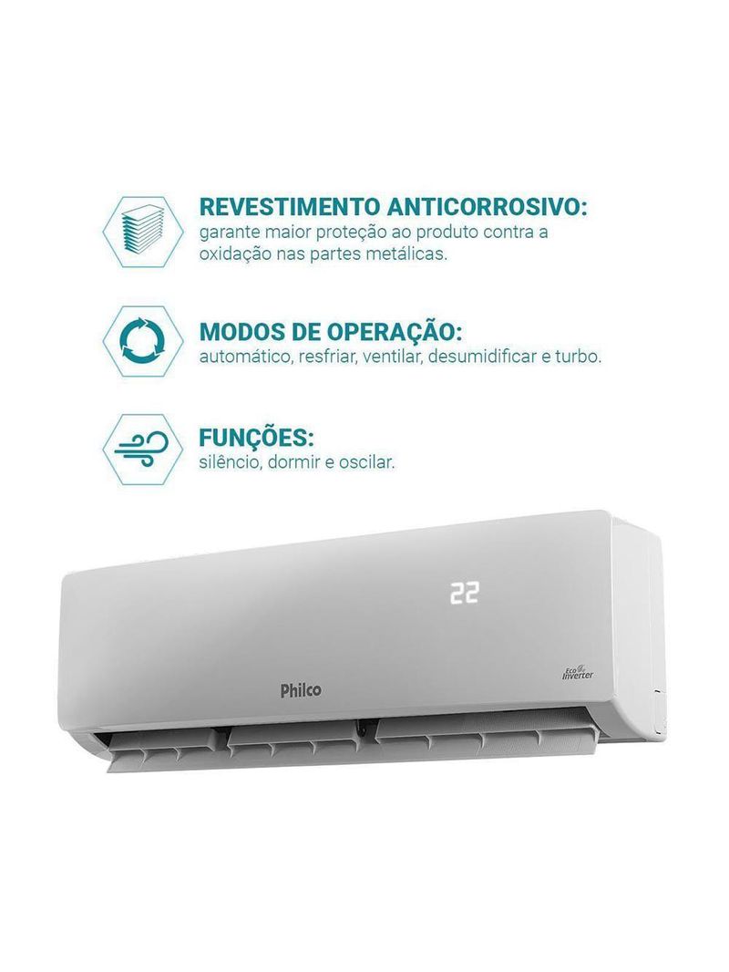 Ar Condicionado Philco Split Hi Wall Eco Inverter Btus 220V