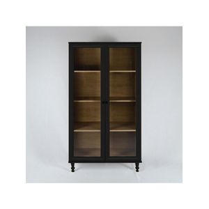 Cristaleira Estante Para Livros Ditália 2 Portas Vidro Preto