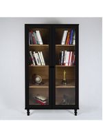 Cristaleira Estante Para Livros Ditália 2 Portas Vidro Preto