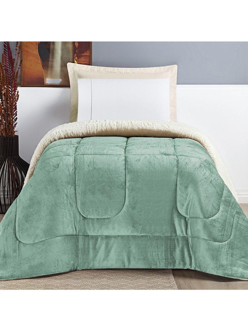 Coberdrom Sherpa e Flannel Everest Solteiro Manta Alta 150g 01 Peça - Alecrim