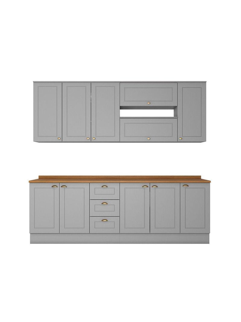 Cozinha Compacta Com Tampo 7 Peças Amy Casa 812 Cinza