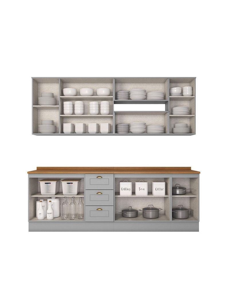 Cozinha Compacta Com Tampo 7 Peças Amy Casa 812 Cinza