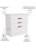 Cômoda 4 Gavetas 91 cm S824 Kappesberg Branco