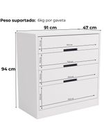 Cômoda 4 Gavetas 91 cm S824 Kappesberg Branco