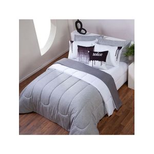 Kit Edredom Linho Colorful Casal King 5 Peças 100% Poliéster – Cinza
