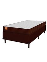 Cama Box Solteiro Colchão Molas Ensacadas 88x188x60cm Marrom/Branco Suporta Até 200kg Por Pessoa