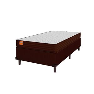 Cama Box Solteiro Colchão Molas Ensacadas 88x188x60cm Marrom/Branco Suporta Até 200kg Por Pessoa
