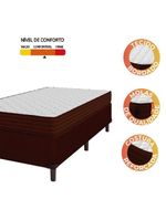 Cama Box Solteiro Colchão Molas Ensacadas 88x188x60cm Marrom/Branco Suporta Até 200kg Por Pessoa