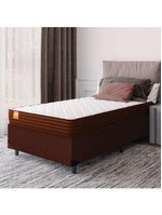 Cama Box Solteiro Colchão Molas Ensacadas 88x188x60cm Marrom/Branco Suporta Até 200kg Por Pessoa