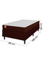 Cama Box Solteiro Colchão Molas Ensacadas 88x188x60cm Marrom/Branco Suporta Até 200kg Por Pessoa