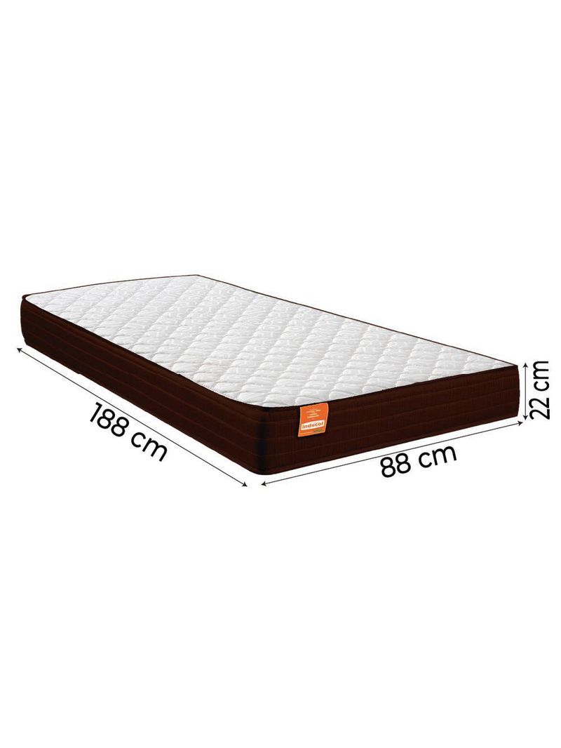 Cama Box Solteiro Colchão Molas Ensacadas 88x188x60cm Marrom/Branco Suporta Até 200kg Por Pessoa