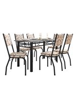 Conjunto Sala de Jantar Mesa Tampo Granito 1,40m com 6 Cadeiras Diana Preto / Cedro – Artefamol