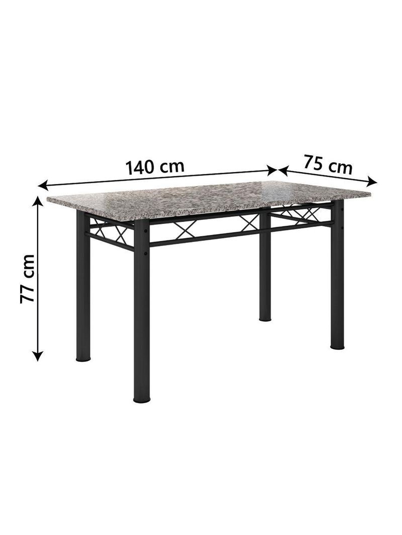Conjunto Sala de Jantar Mesa Tampo Granito 1,40m com 6 Cadeiras Diana Preto / Cedro – Artefamol