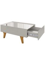 Mesa De Centro Com Espelho 1 Gaveta Sena 90 Cm Bechara Off White