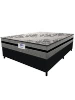 Cama Box Casal Colchão Gazin Com Molas Ensacadas Rubi 138x188x70cm Suede Preto/cinza Cinza