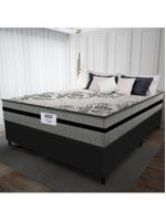 Cama Box Casal Colchão Gazin Com Molas Ensacadas Rubi 138x188x70cm Suede Preto/cinza Cinza
