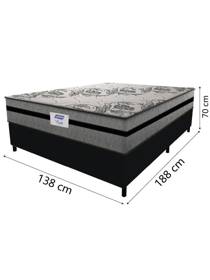 Cama Box Casal Colchão Gazin Com Molas Ensacadas Rubi 138x188x70cm Suede Preto/cinza Cinza