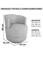 Poltrona Base Giratoria Marselha Linho Vancouver Milani Store Bege