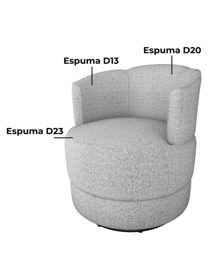 Poltrona Base Giratoria Marselha Linho Vancouver Milani Store Bege