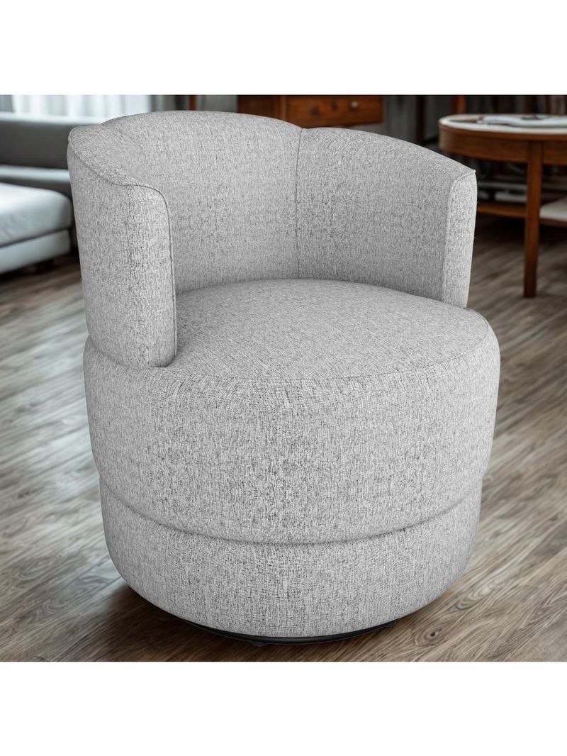 Poltrona Base Giratoria Marselha Linho Vancouver Milani Store Bege