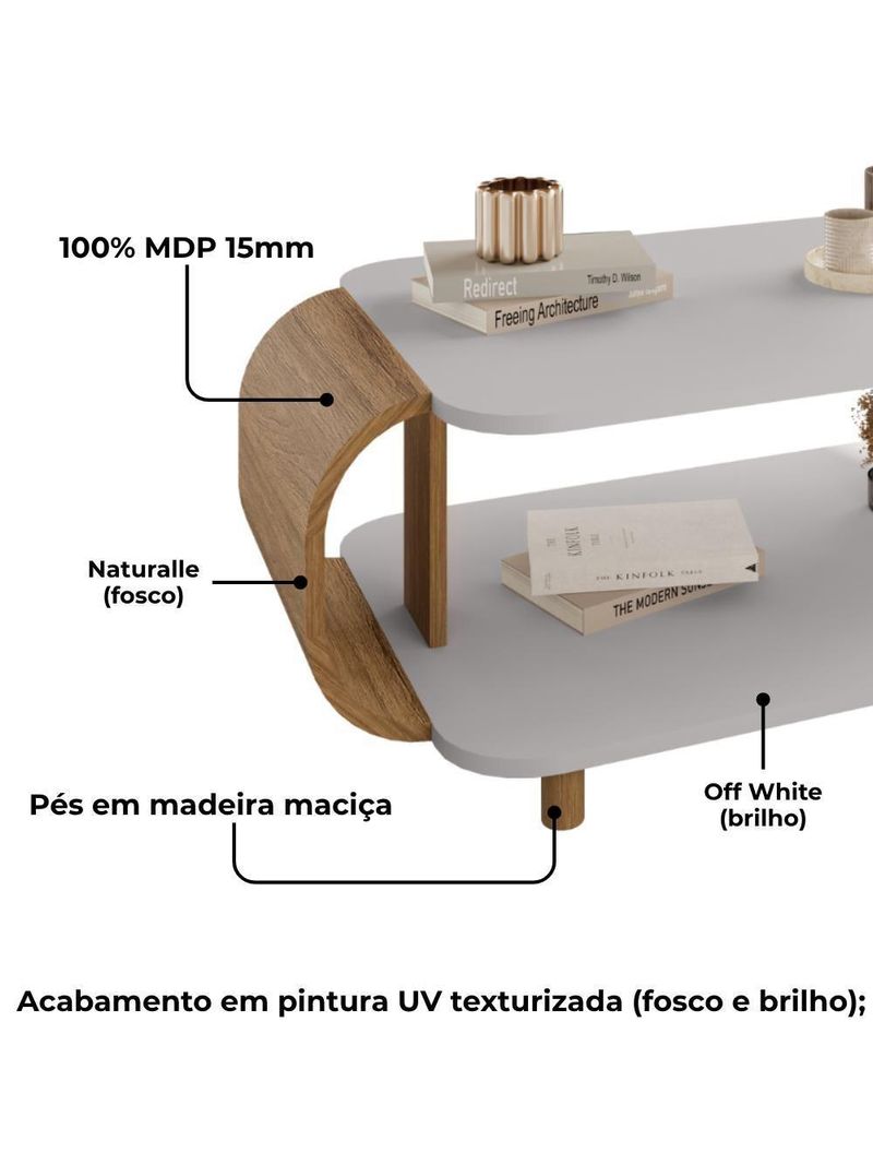 Mesa de Centro Orgânica Floripa 92cm Bechara Off White Naturalle
