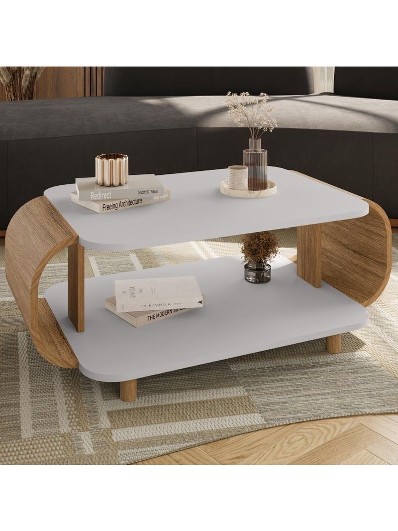 Mesa de Centro Orgânica Floripa 92cm Bechara Off White Naturalle