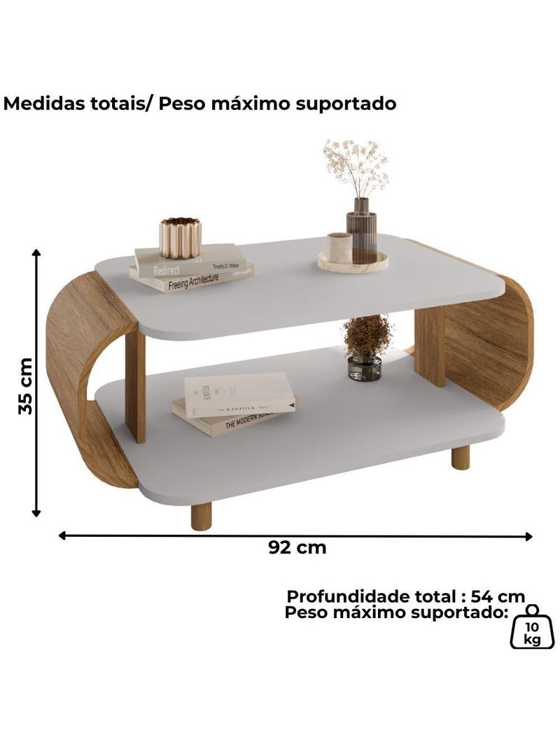 Mesa de Centro Orgânica Floripa 92cm Bechara Off White Naturalle