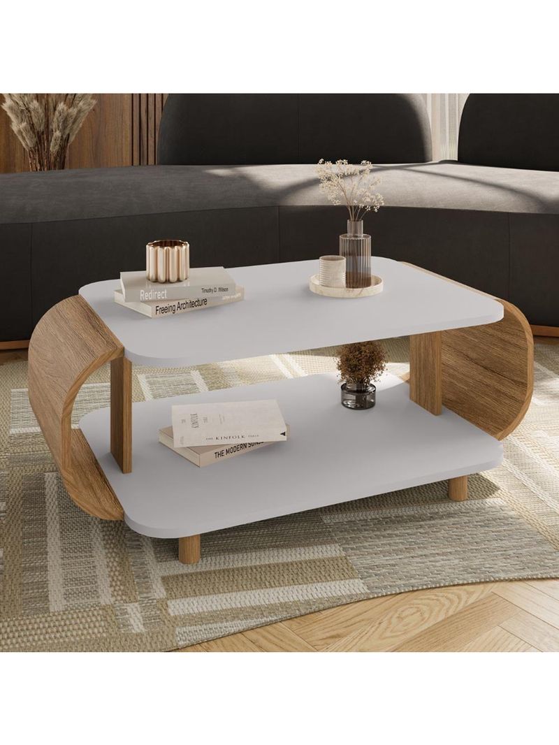Mesa de Centro Orgânica Floripa 92cm Bechara Off White Naturalle