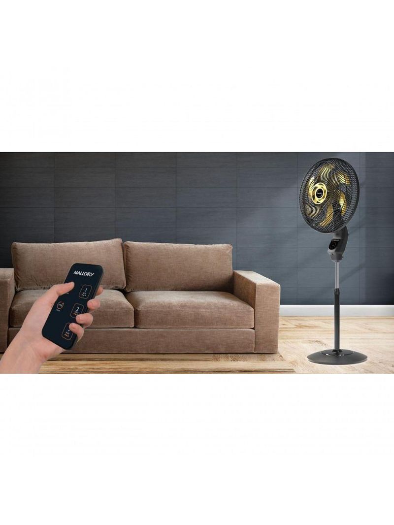 Ventilador De Coluna Mallory Chronos 40cm Preto E Dourado - 220v