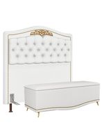 Cabeceira Casal Queen 160Cm C/ Calçadeira Baú J02 Branco