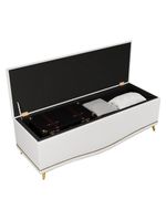 Cabeceira Casal Queen 160Cm C/ Calçadeira Baú J02 Branco