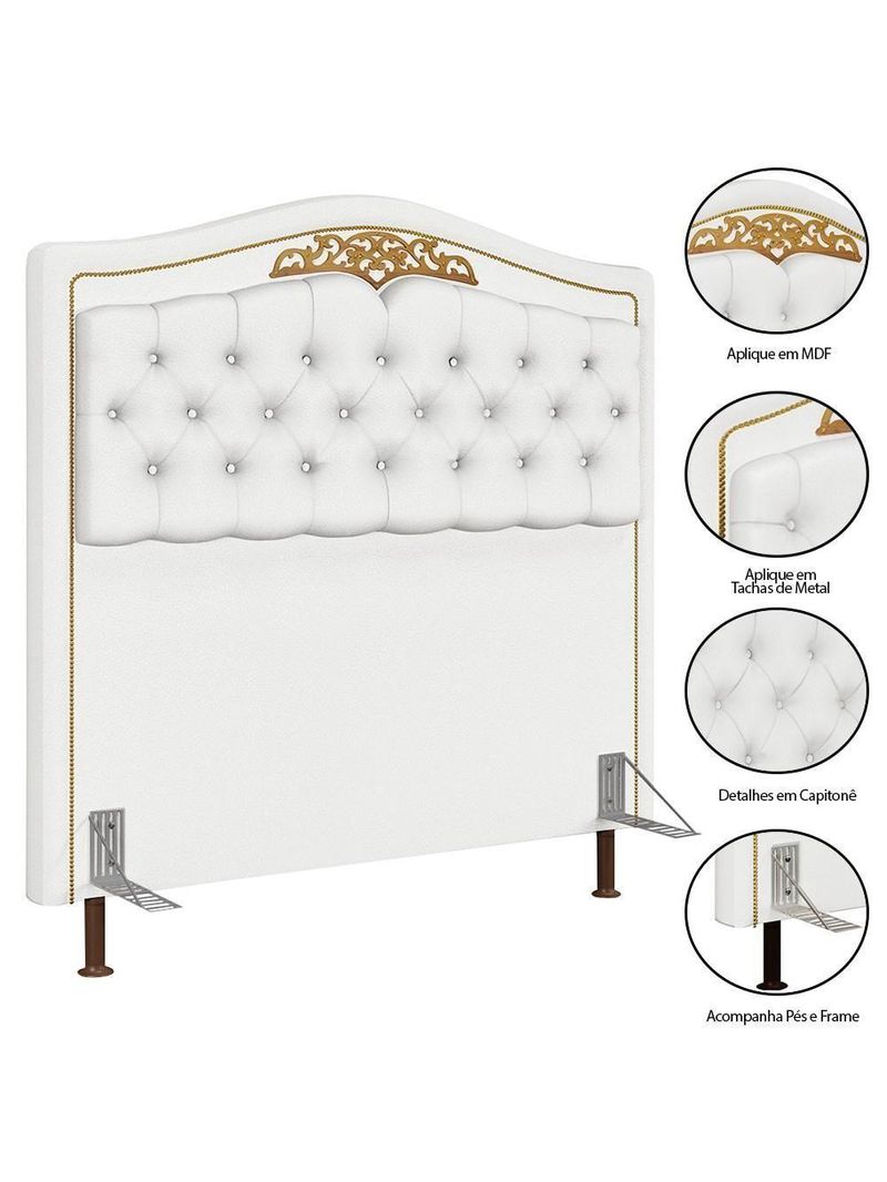 Cabeceira Casal Queen 160Cm C/ Calçadeira Baú J02 Branco