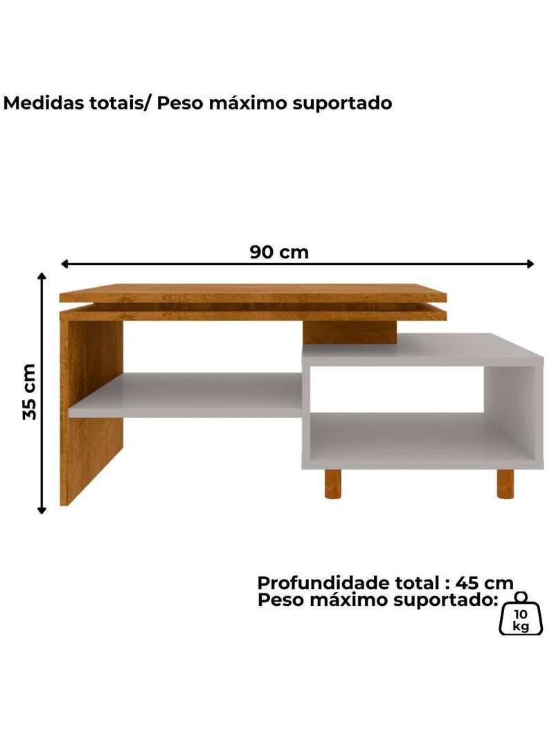 Mesa de Centro Para Sala Lima 90cm Bechara Cinamomo Off White