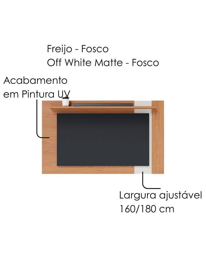 Painel Extensível para TV até 70 Polegadas 180 cm Leme Colibri Freijó Off White Matte