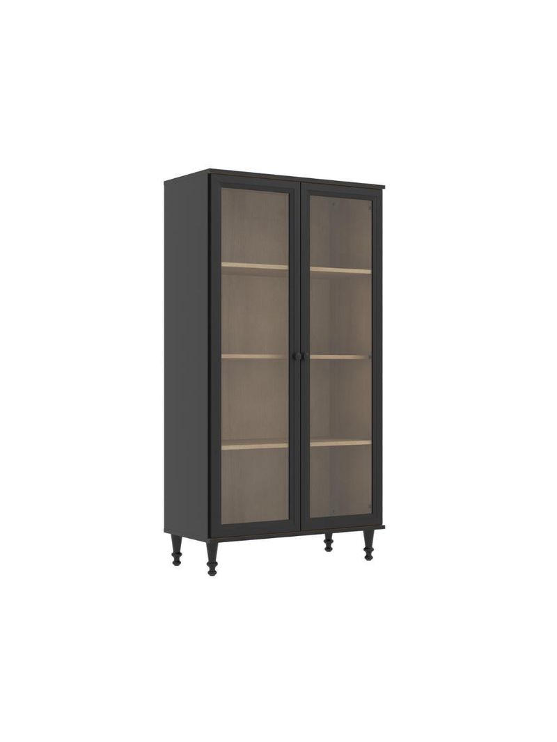 Cristaleira Estante Para Livros Ditália 2 Portas Vidro Preta