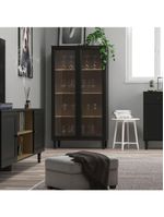 Cristaleira Estante Para Livros Ditália 2 Portas Vidro Preta