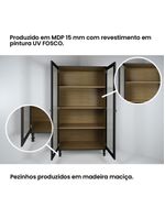 Cristaleira Estante Para Livros Ditália 2 Portas Vidro Preta