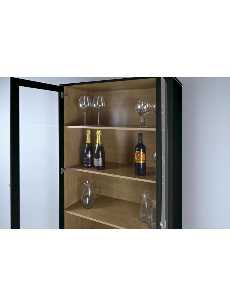 Cristaleira Estante Para Livros Ditália 2 Portas Vidro Preta