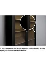 Cristaleira Estante Para Livros Ditália 2 Portas Vidro Preta