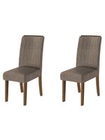 Conjunto Com 2 Cadeiras Estofada Sala De Jantar Grécia Cedro / Mascaco Dobuê Cedro