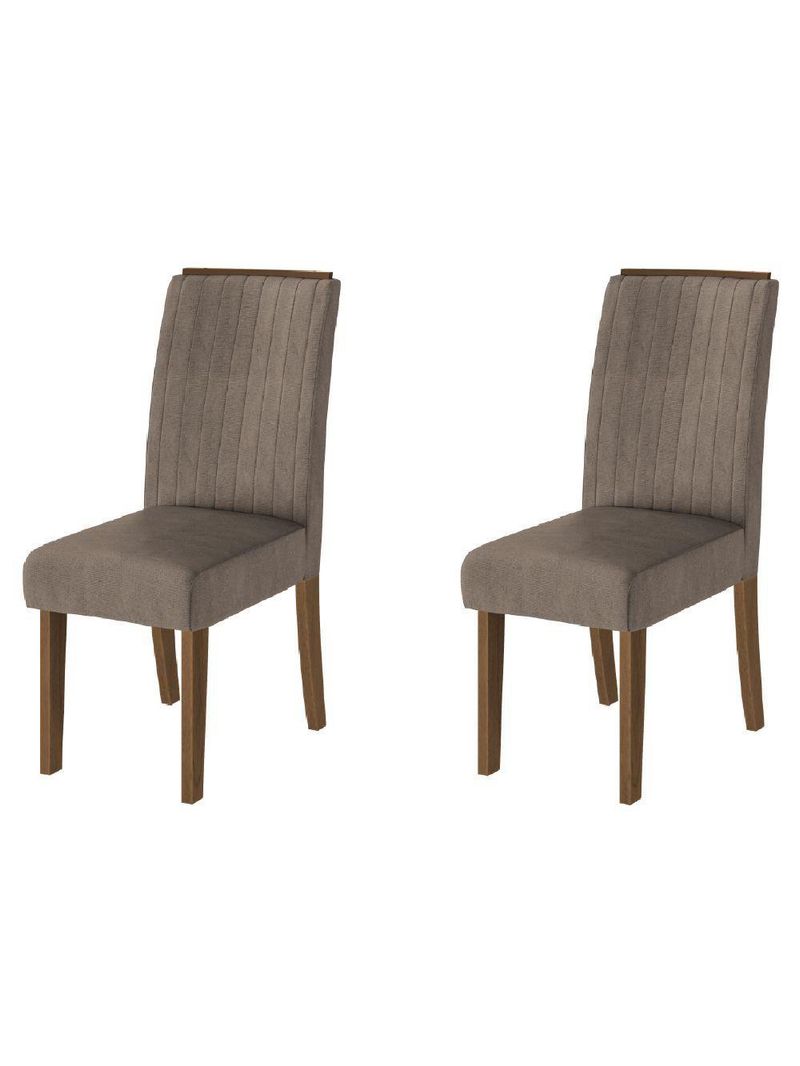 Conjunto Com 2 Cadeiras Estofada Sala De Jantar Grécia Cedro / Mascaco Dobuê Cedro
