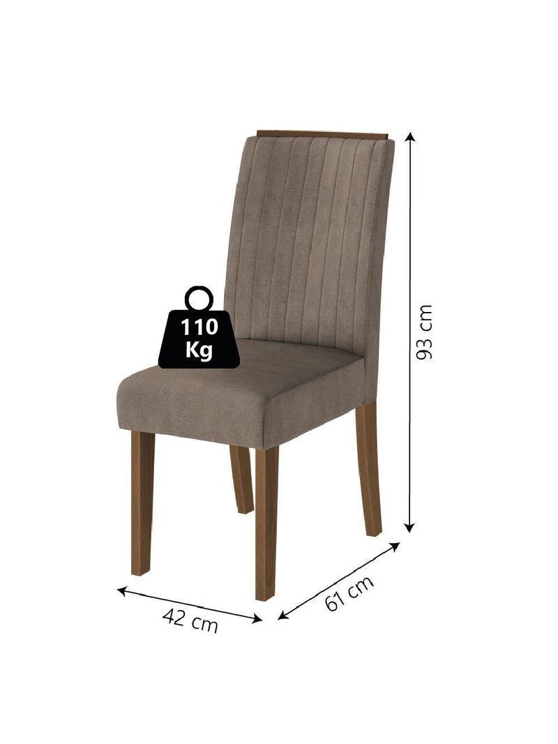 Conjunto Com 2 Cadeiras Estofada Sala De Jantar Grécia Cedro / Mascaco Dobuê Cedro