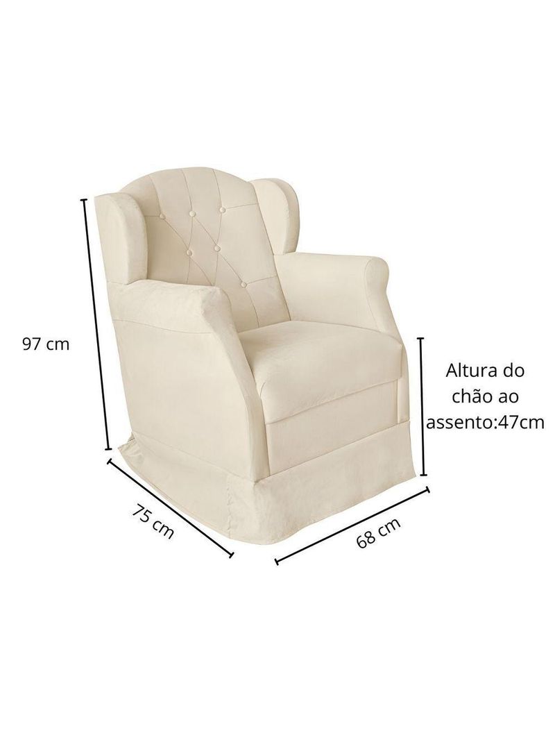 Poltrona Amamentação Balanço Confortável Puff Pétala Suede Cor bege