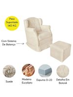 Poltrona Amamentação Balanço Confortável Puff Pétala Suede Cor bege