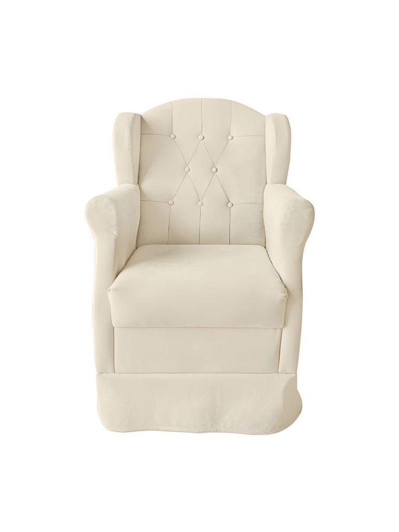 Poltrona Amamentação Balanço Confortável Puff Pétala Suede Cor bege