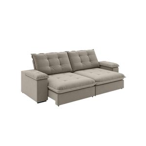 Sofá Retrátil E Reclinável Bipartido 2,50m 4 Lugares Fofão Slim Luizzi Castor