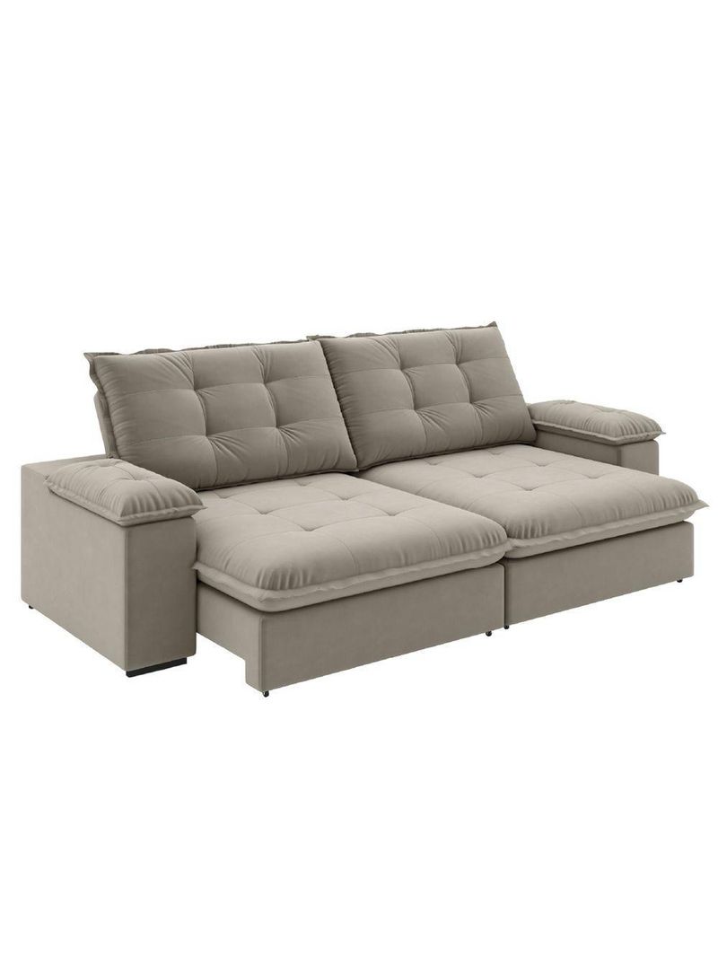 Sofá Retrátil E Reclinável Bipartido 2,50m 4 Lugares Fofão Slim Luizzi Castor